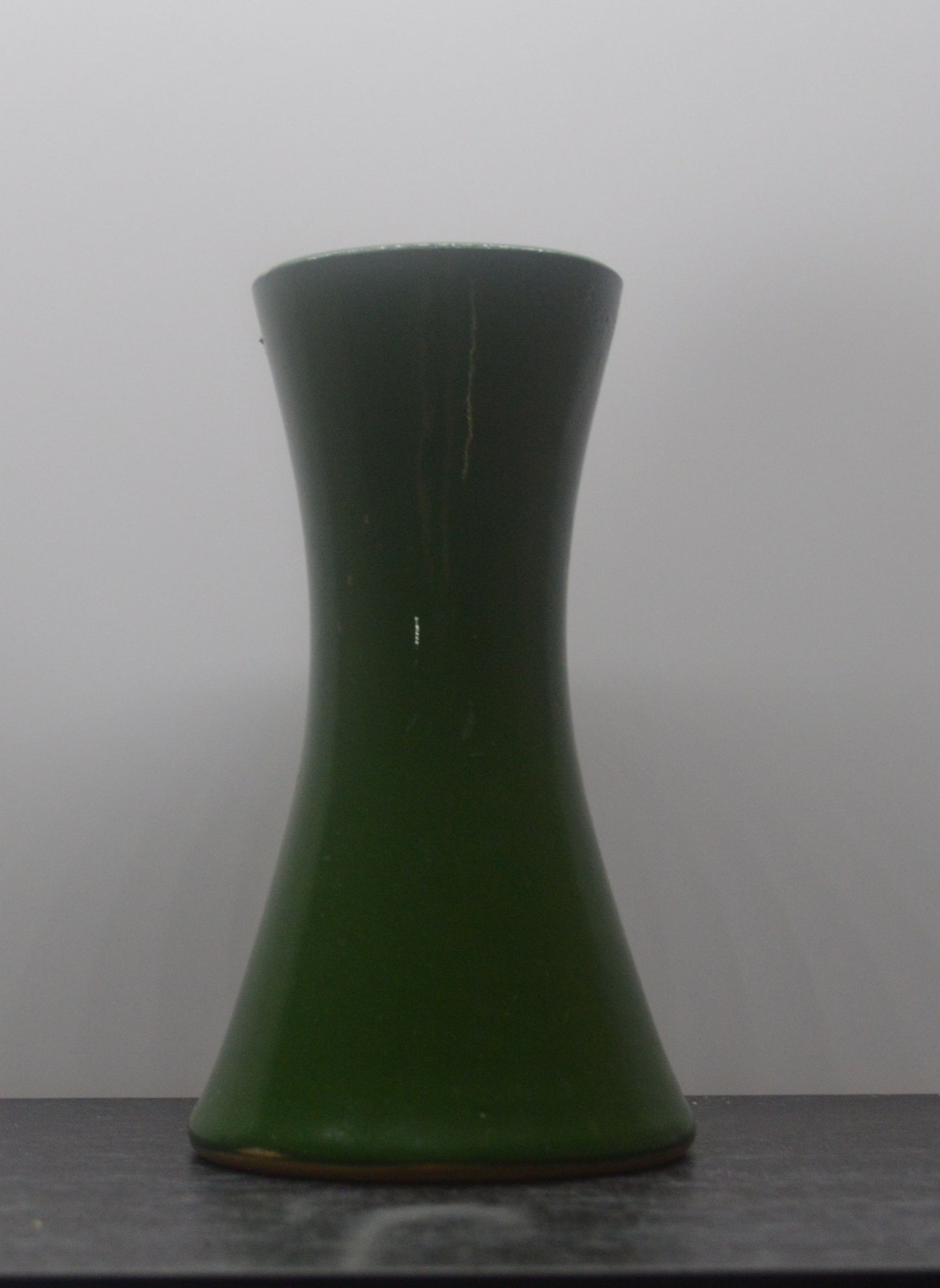 Vintage Denby Bourne green ceramic vase with hourglass shape, made in England.