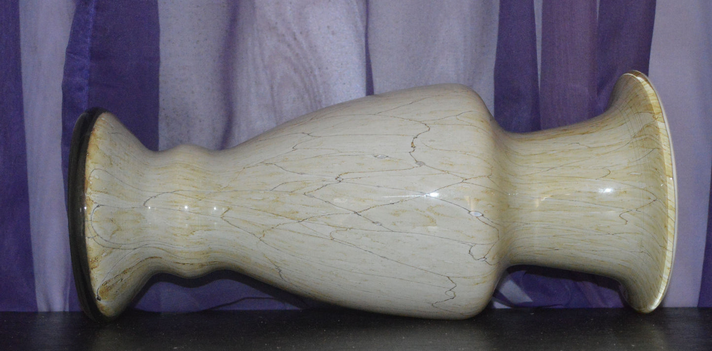 Tall Cream Art Glass Vase – Baluster Shape
