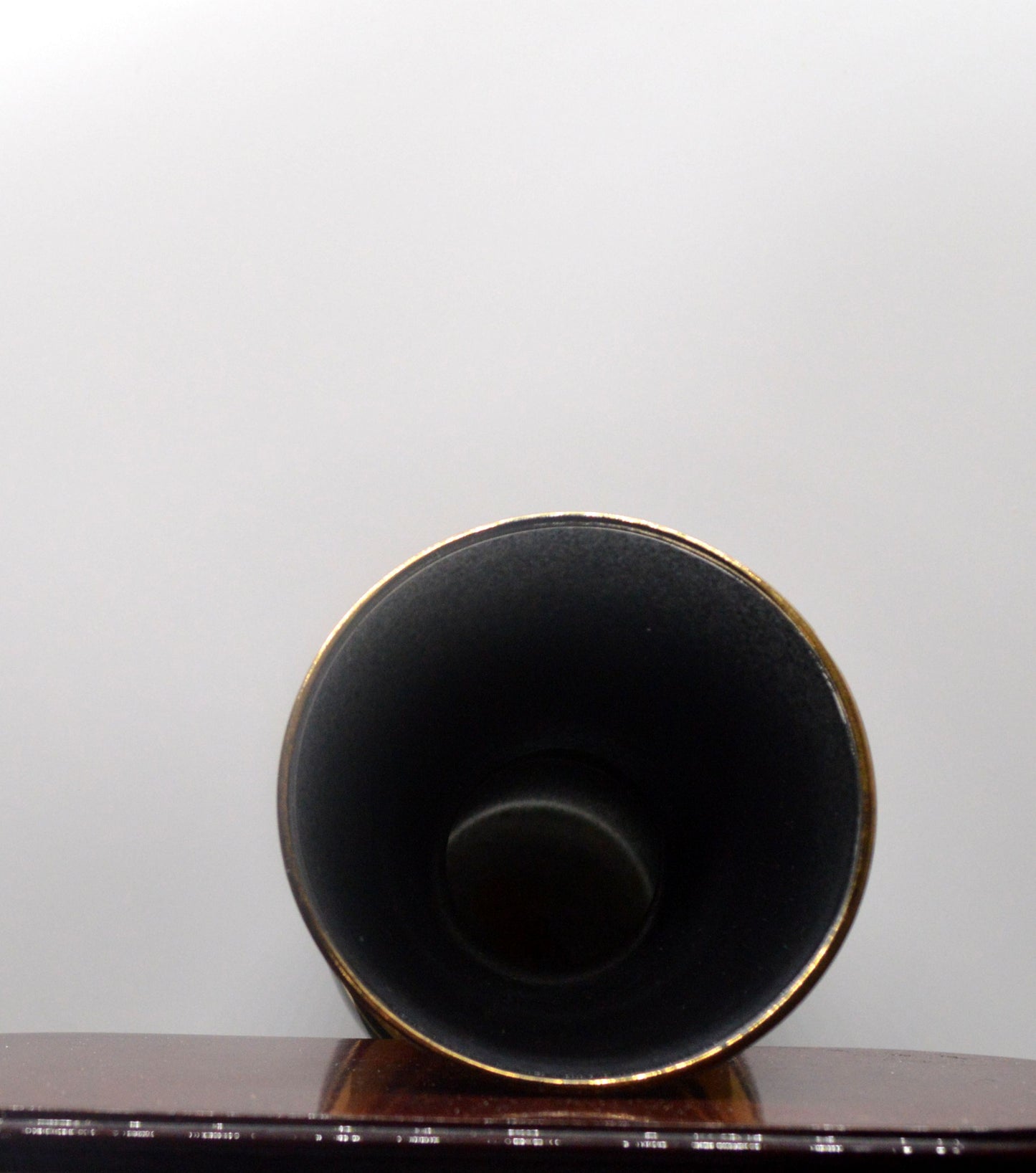 TWO VINTAGE FRENCH BLACK AND GOLD VASES