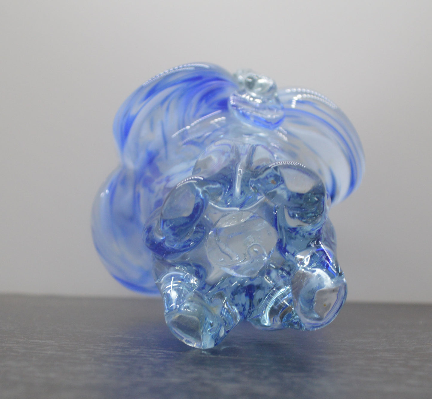MURANO STYLE BLUE AND WHITE ART GLASS BASKET