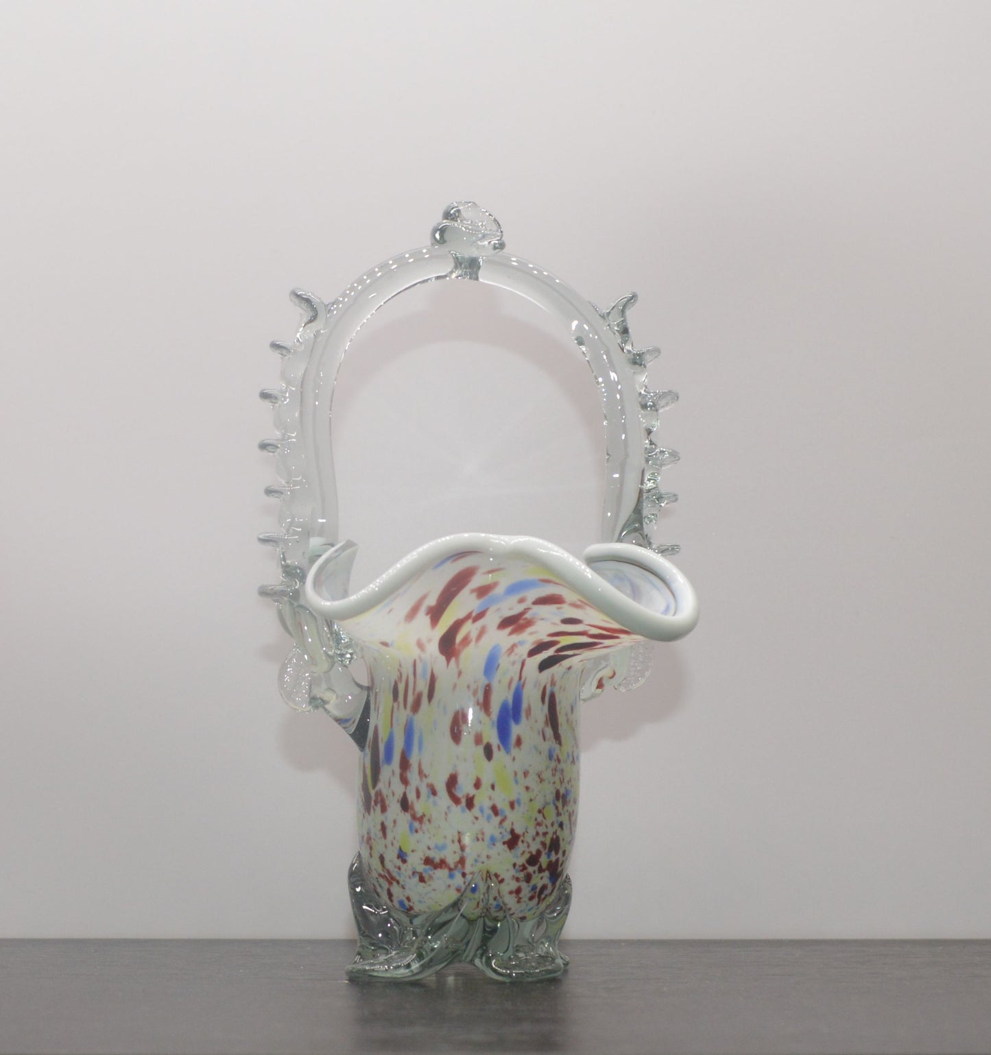 MULTICOLOURED ART GLASS BASKET