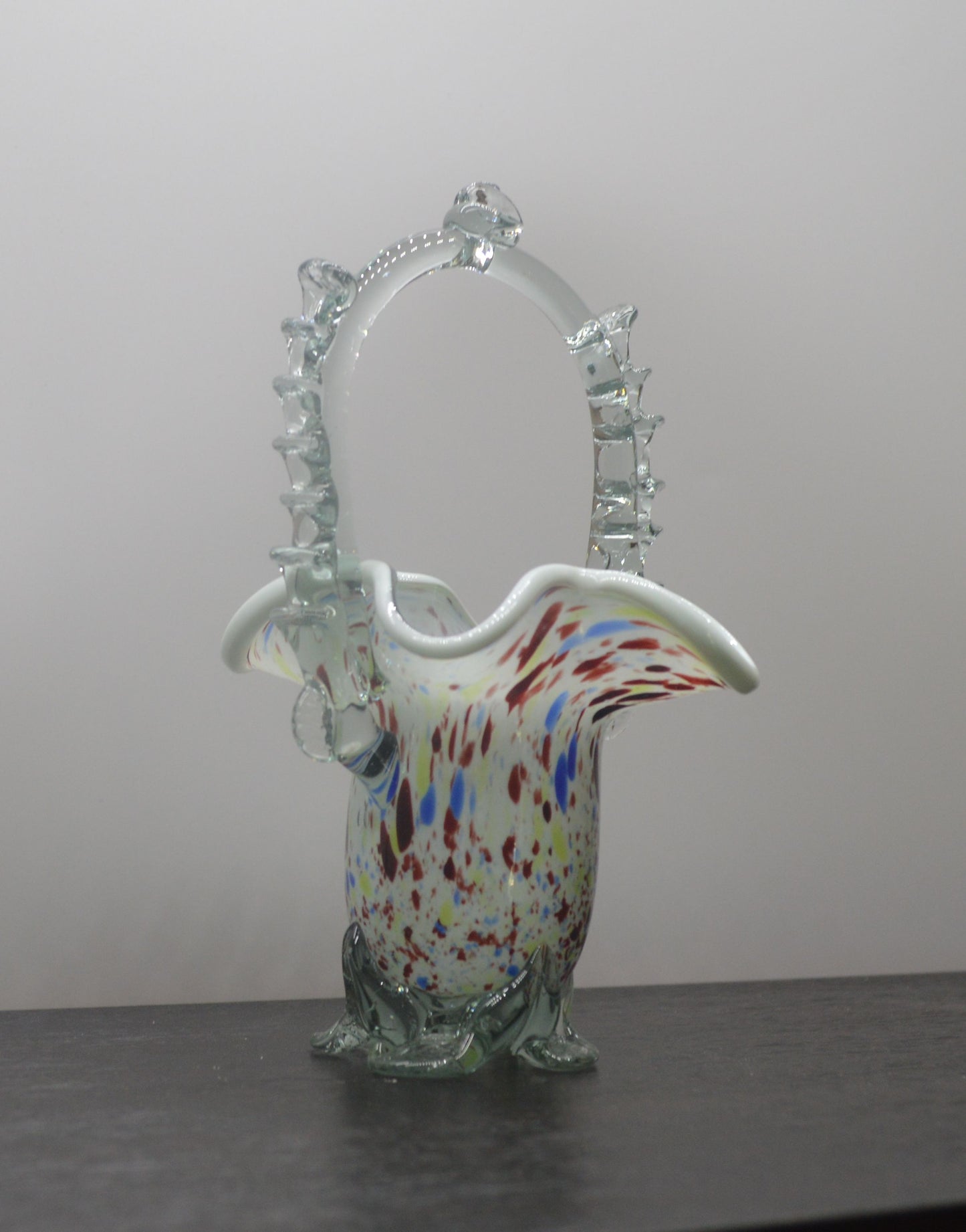 MULTICOLOURED ART GLASS BASKET