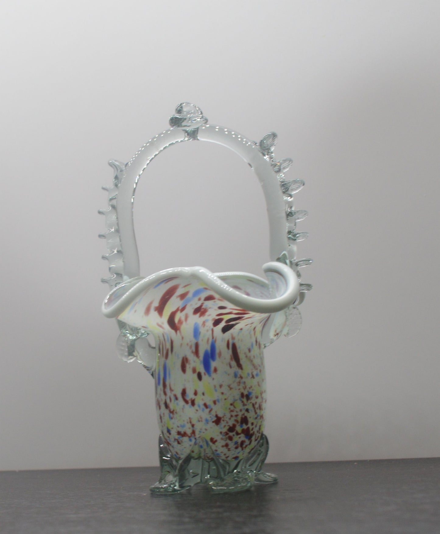 MULTICOLOURED ART GLASS BASKET
