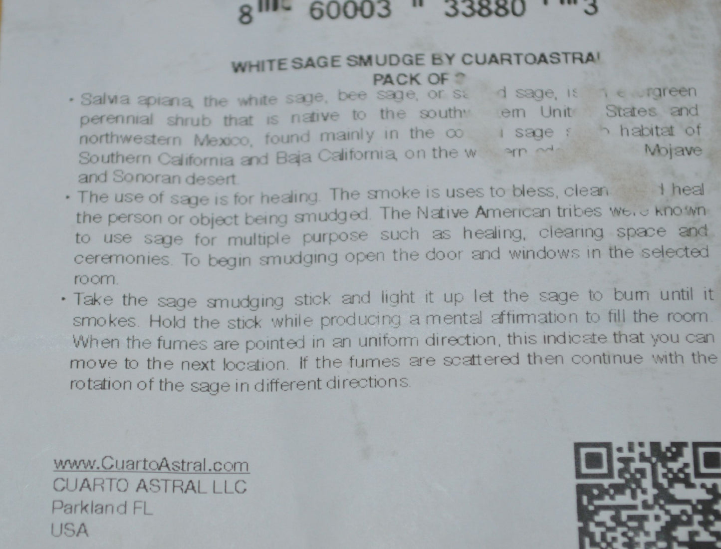 Cuarto Astral White Sage Smudge Sticks - Pack of 3 - TMD167207