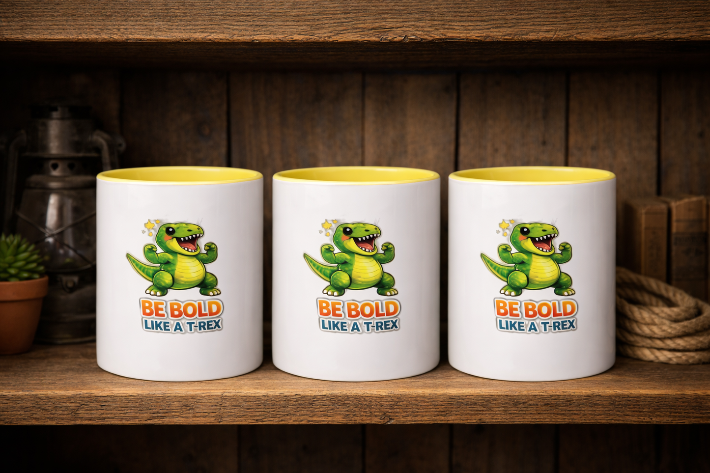 Be Bold Like a T-Rex Mug β Fun Dinosaur Confidence Cup for Kids