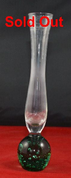 ART GLASS STEM VASE WITH GREEN BUBBLE BASE(PREVIOUSLY OWNED)GOOD CONDITION - TMD167207