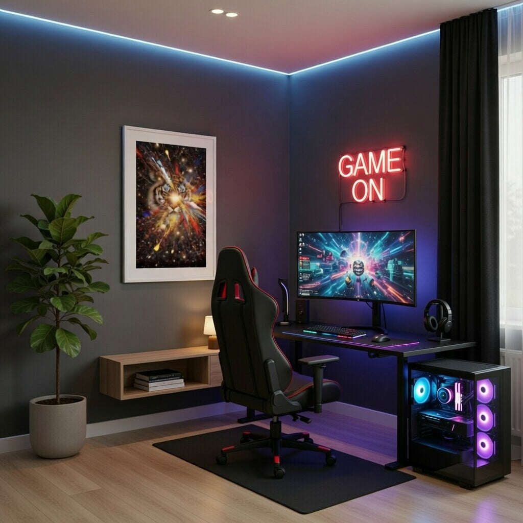 Abstract Tiger Wall Art Framed Poster – Colour Explosion Galaxy Animal Print