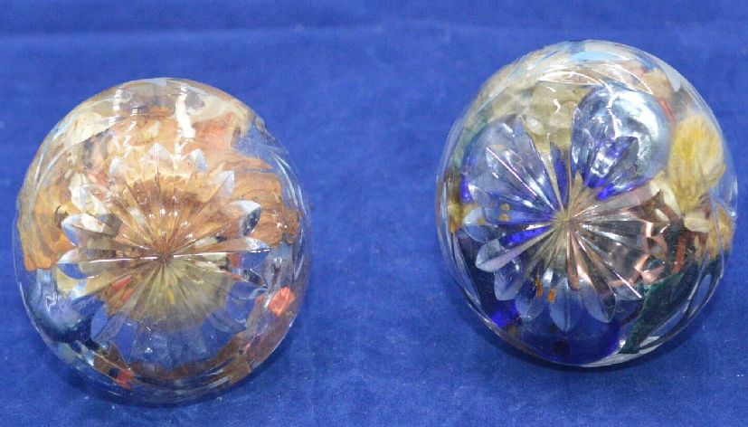 TWO GLASS BOTTLES WITH STOPPERS & POTPOURRI INSIDE - TMD167207