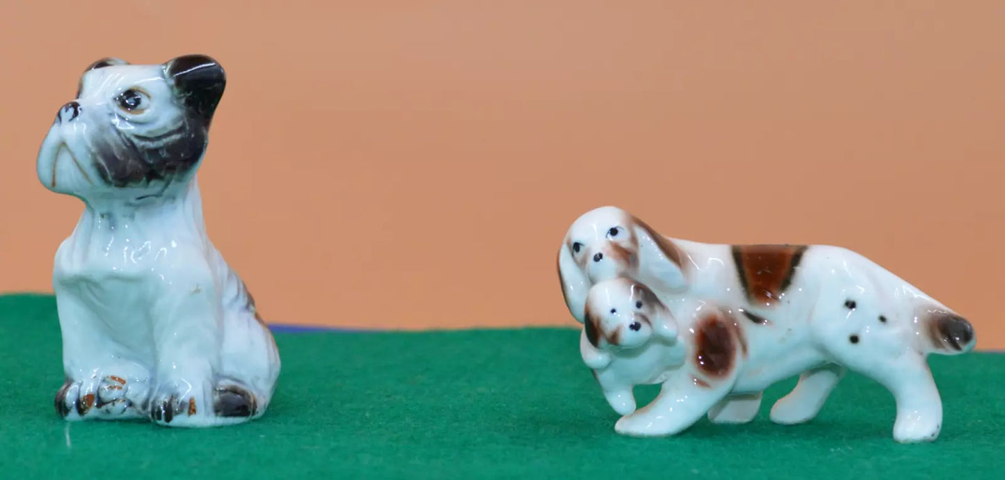 Two Collectible Miniature Dog Figurines – Different Breeds