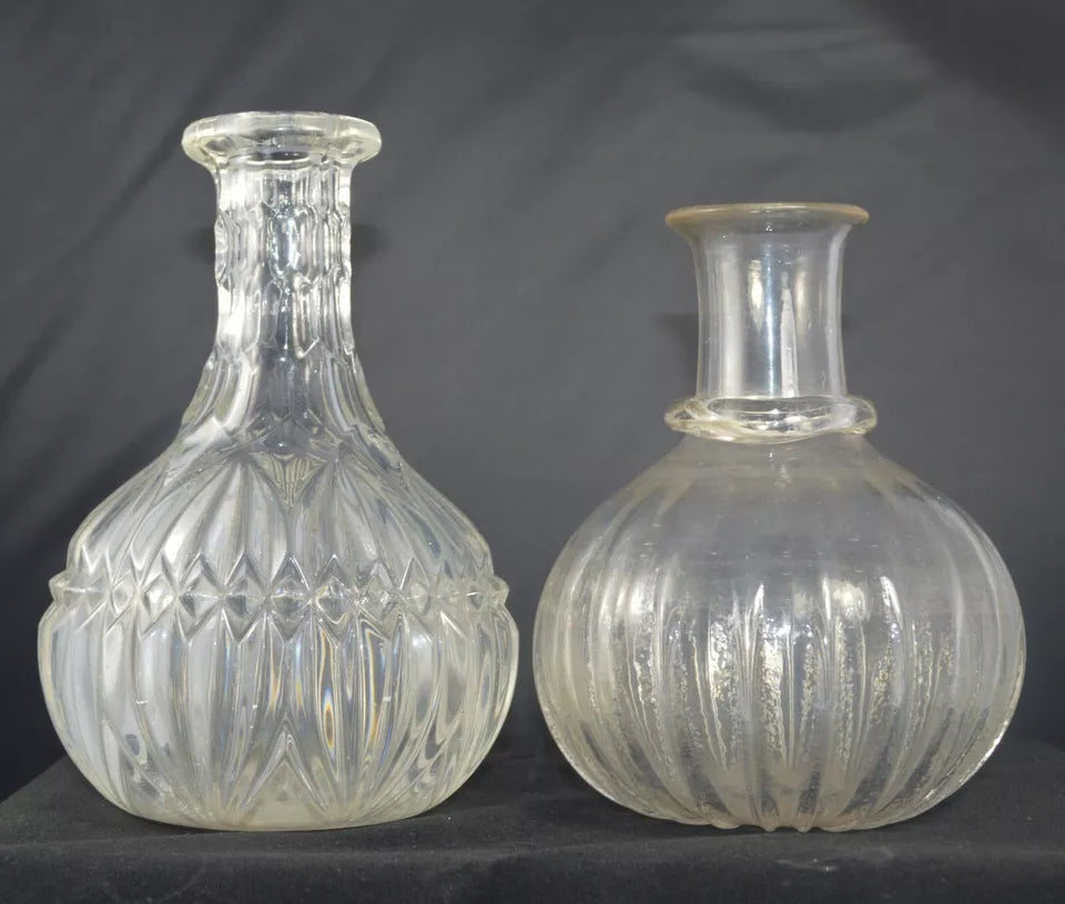 Vintage Glass Decanters – Set of 2 (No Stoppers)