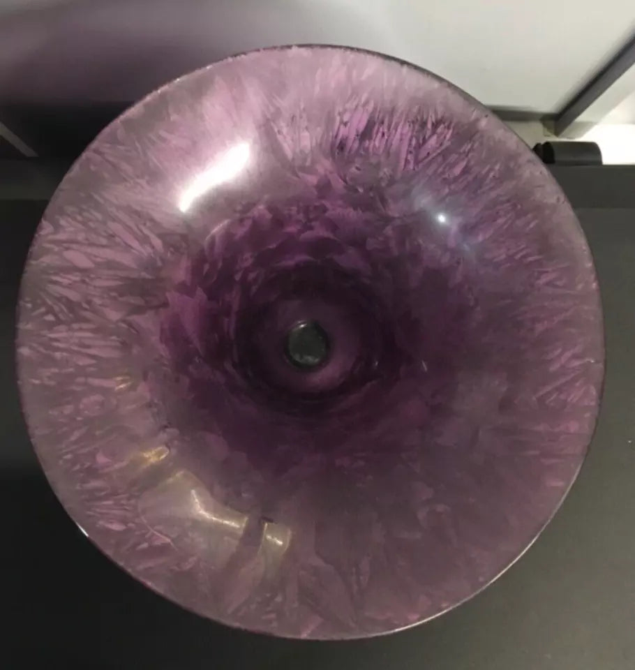 Purple Marbled Art Glass Bowl – Pedestal Vase