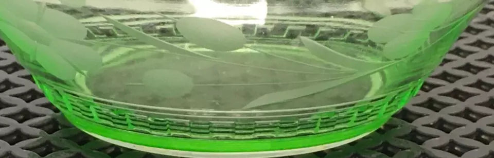 Rare Vintage Uranium Glass Fruit Bowl – Stunning Green Glow