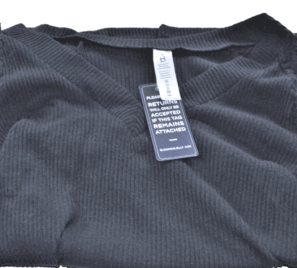 Blooming Jelly Women's V-Neck Black Ribbed Jumper - TMD167207