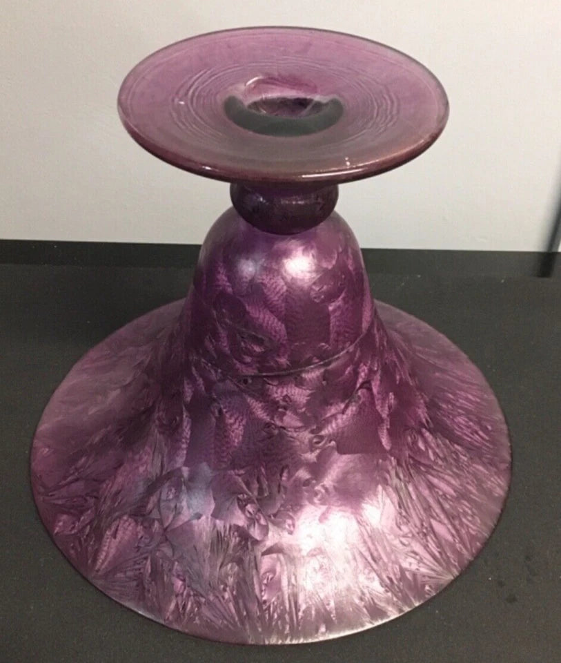 Purple Marbled Art Glass Bowl – Pedestal Vase