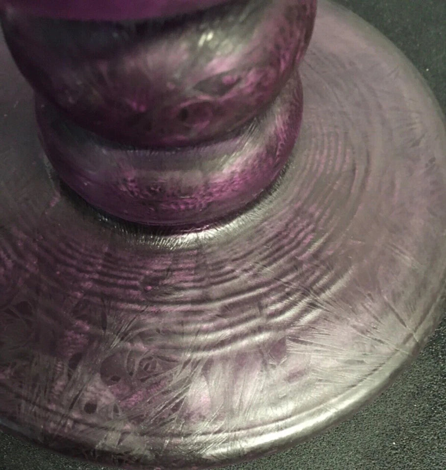 Purple Marbled Art Glass Bowl – Pedestal Vase