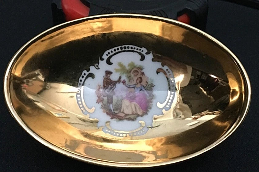 Vintage JWK Bavaria Fragonard Trinket Dish – Courting Couple Scene