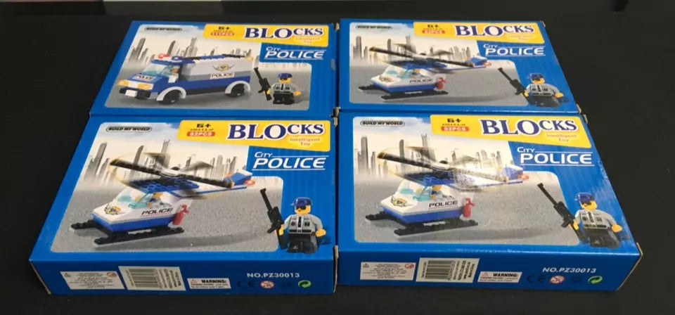 Toy Bundle: 2 Motorzone Motorbikes & 4 Build My World Police Blocks - TMD167207