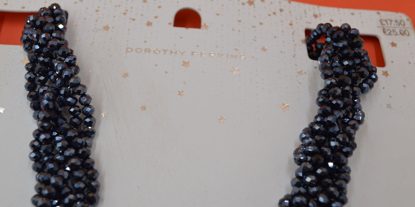 DOROTHY PERKINS TWISTED BEADS NECKLACE VERY DARK BLUE - TMD167207