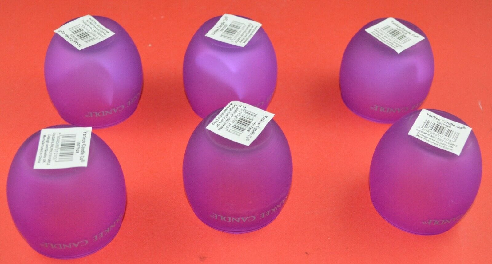 NEW BOX OF SIX YANKEE ROLY POLY PURPLE VOTIVE CANDLE HOLDERS - TMD167207