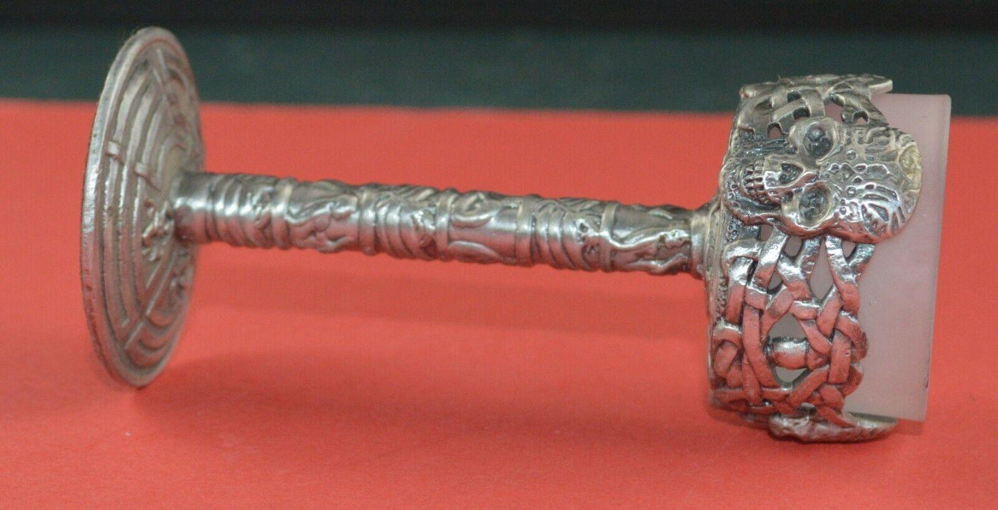 ONE METAL CAST TEALIGHT HOLDER & ONE DRAGON ON A CROSS w/GREEN FAKE GEM - TMD167207