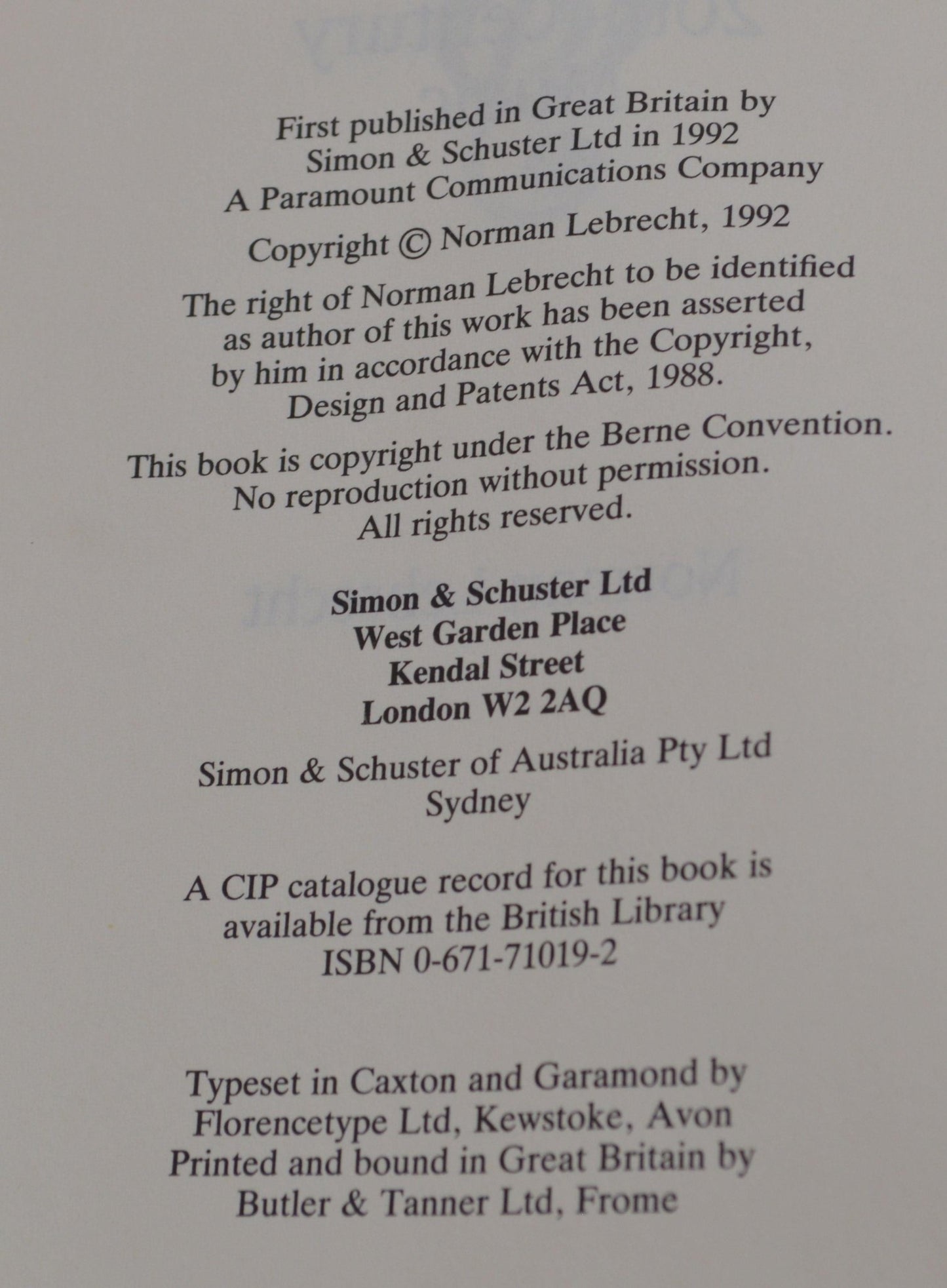 SECONDHAND BOOK THE COMPANION TO 20TH CENTURY MUSIC by NORMAN LEBRECHT - TMD167207