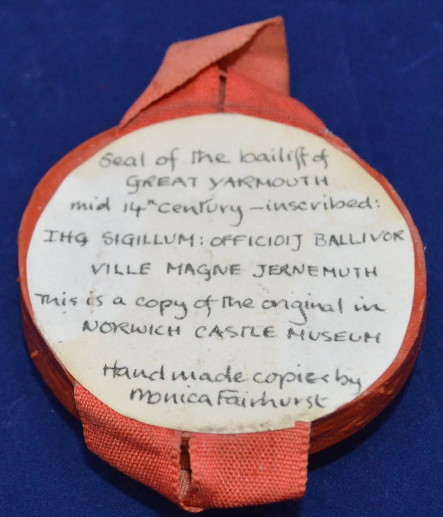 SOUVENIR GIFT 2 HANDMADE COPIES OF GREAT YARMOUTH SEALS - BAILIFF & TOWN SEALS - TMD167207