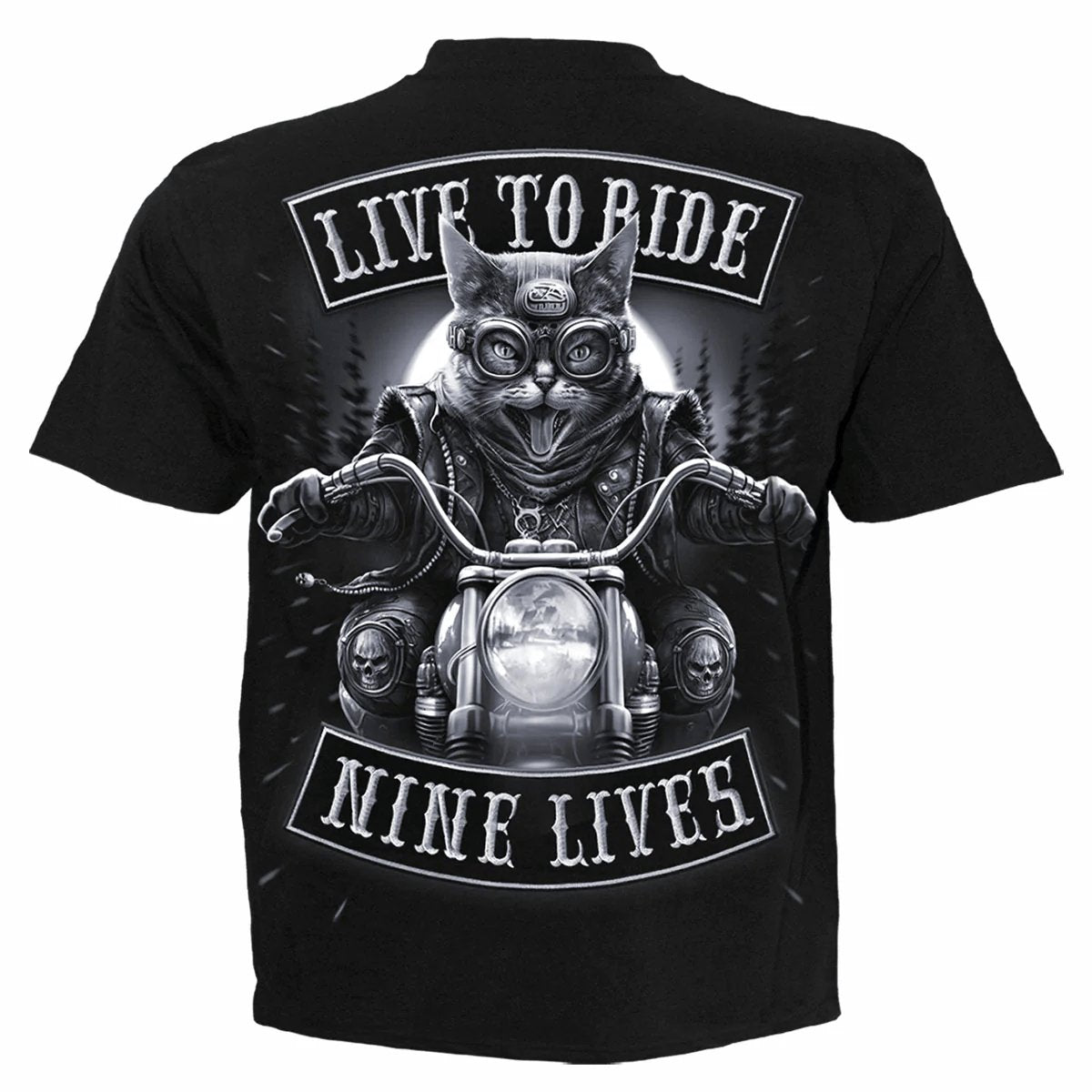 SPIRAL DIRECT NINE LIVES MENS T- SHIRT BLACK PRINTED ON BOTH SIDES - TMD167207