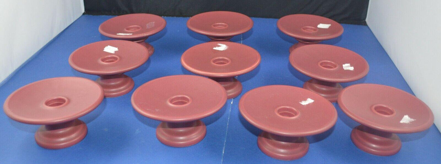 TEN DARK RED CIRCULAR CANDLE HOLDERS - TMD167207