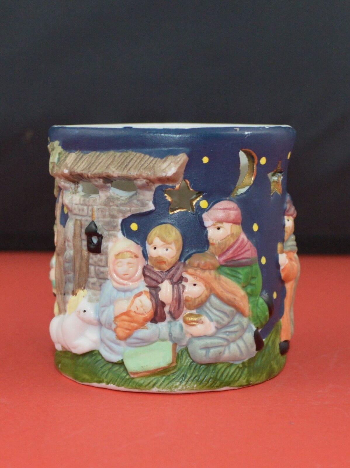 TWO CHRISTMAS SCENE CANDLE HOLDERS - TMD167207