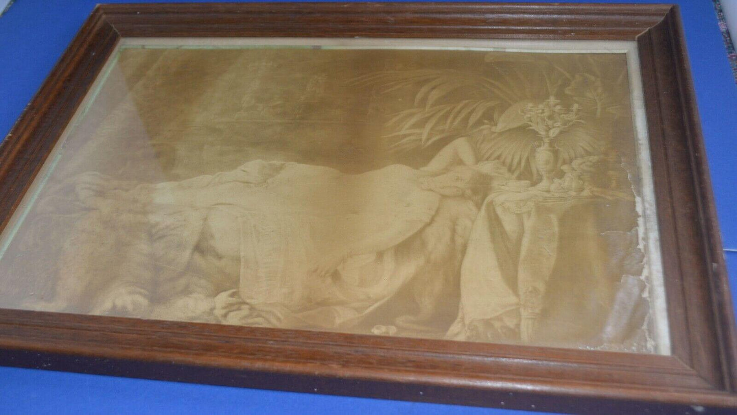 VINTAGE FRAMED PRINT OF A LADY RESTING - TMD167207