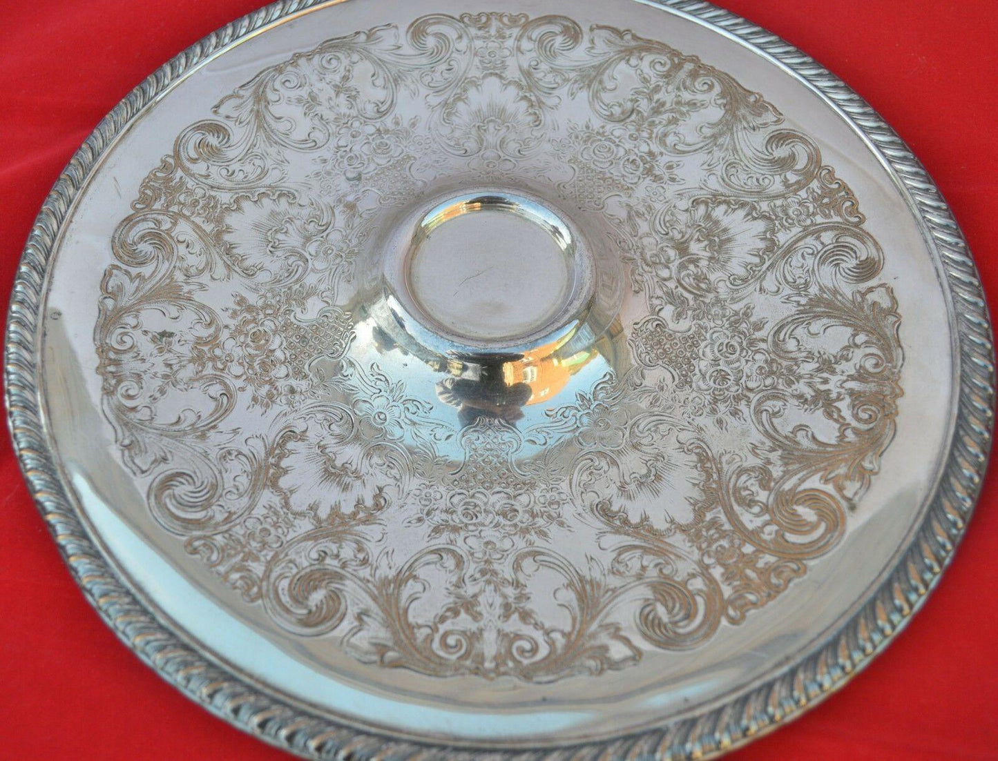 VINTAGE WM ROGERS 866 SILVER-PLATE ETCHED PATTERN SERVING TRAY - TMD167207
