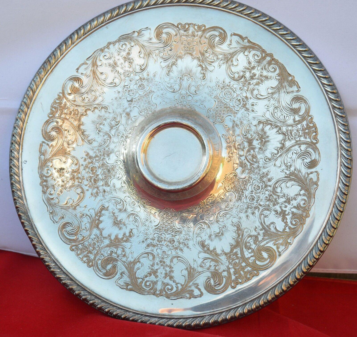 VINTAGE WM ROGERS 866 SILVER-PLATE ETCHED PATTERN SERVING TRAY - TMD167207