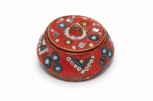 Pink Beaded Lidded Trinket Pot Decorative Box