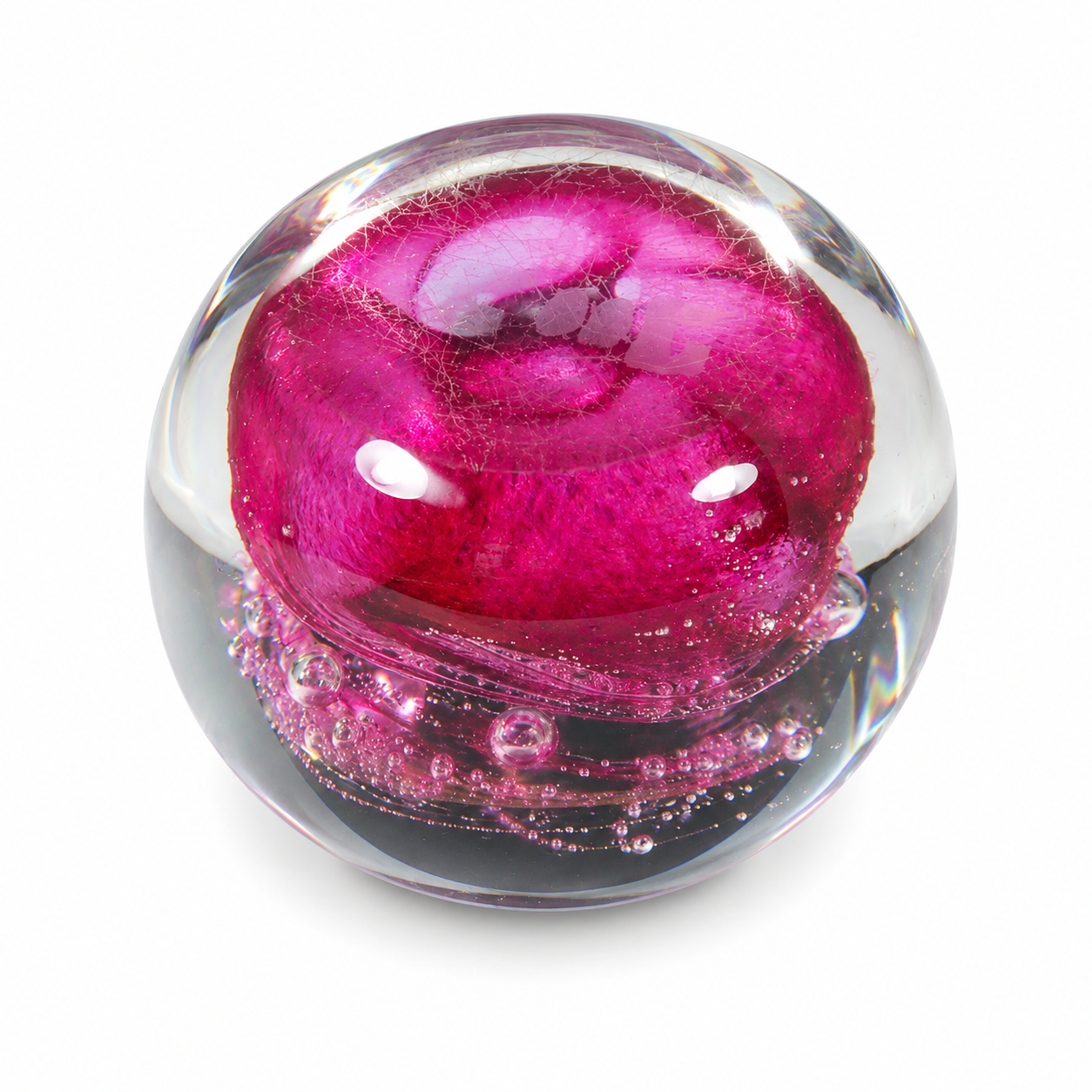 Caithness Red Spiral Bubble Paperweight – Glass Collectible