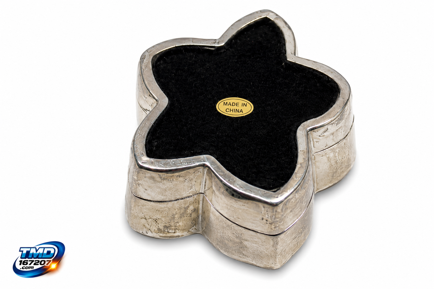 Silver Tone Flower Trinket Box