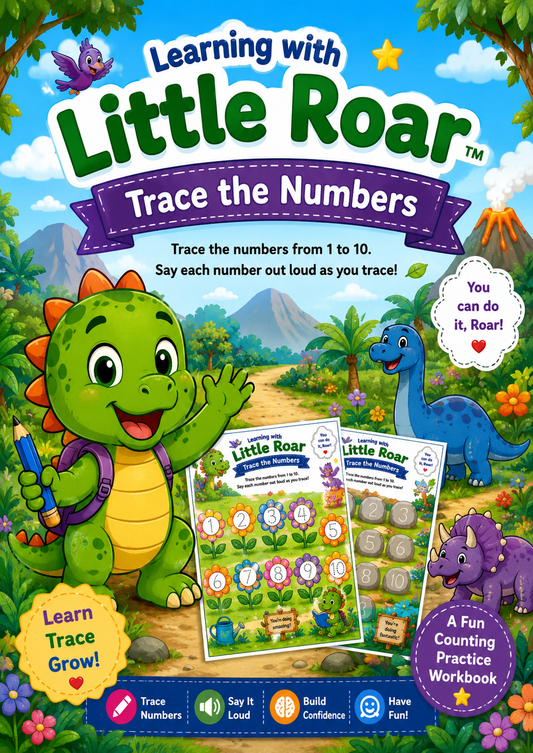 Learning with Little Roar™: Trace the Numbers 1–10