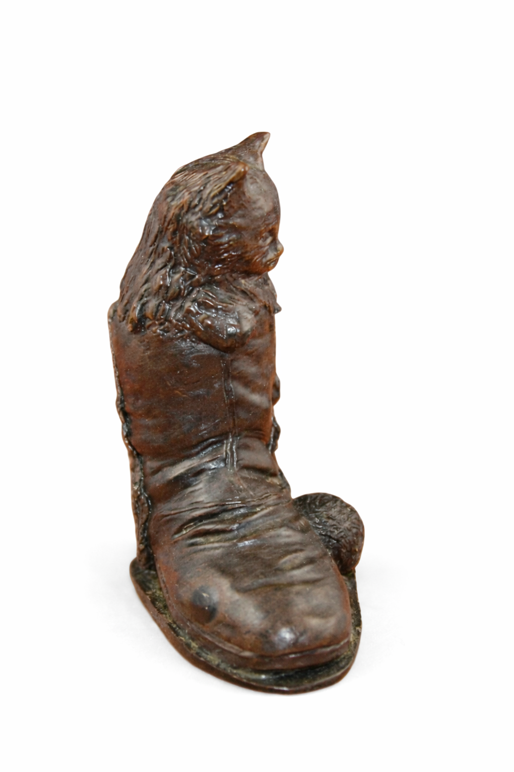 Vintage Brown Cat in Boot Figurine – Collectible Animal Ornament – Good Condition