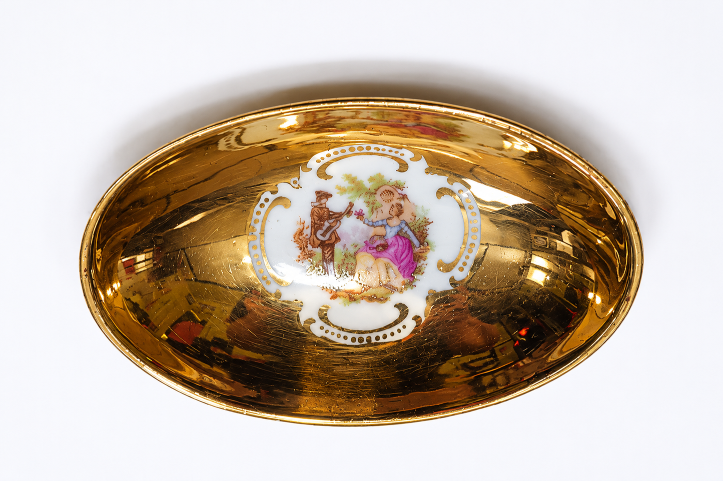 Vintage JWK Bavaria Fragonard Courting Couple Trinket Dish