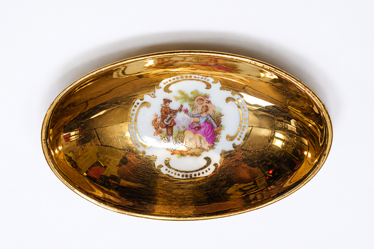Vintage JWK Bavaria Fragonard Courting Couple Trinket Dish