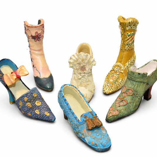Collection of Miniature Shoe & Boot Ornaments – Vintage Decorative Pieces