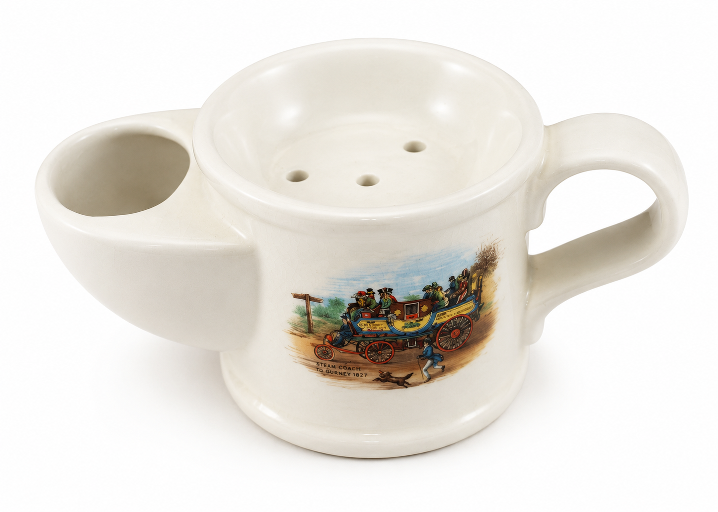 Vintage Shaving Mug Steam Coach Gurney 1827 Made in England Heavily Crazed