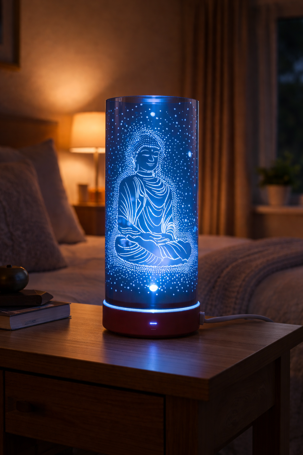Colour Changing LED Aroma Lamp Buddha Design Wax Melt Oil Burner
