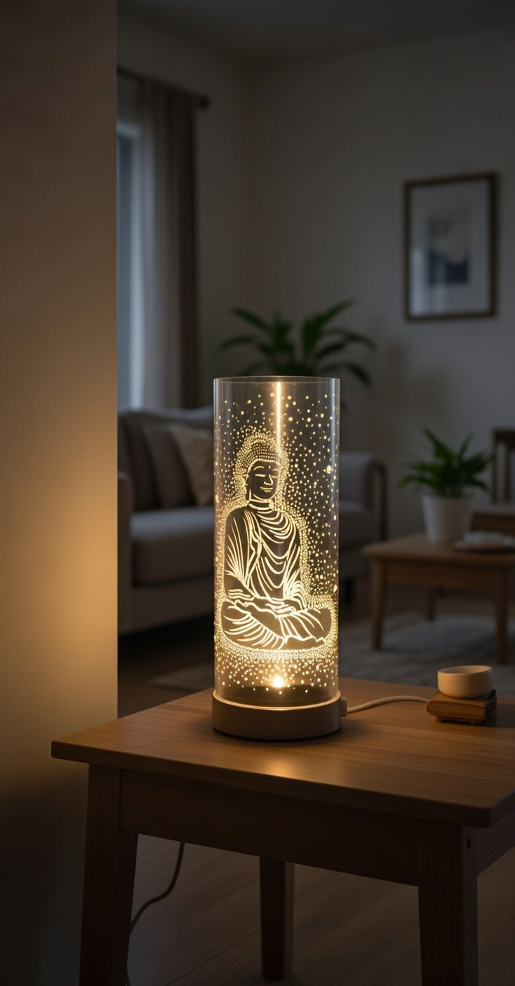 Colour Changing LED Aroma Lamp Buddha Design Wax Melt Oil Burner