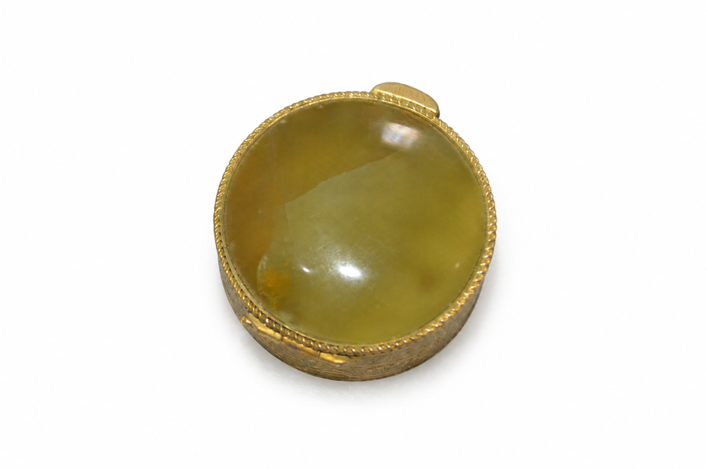 VINTAGE GREEN ONYX TOPPED PILL BOX