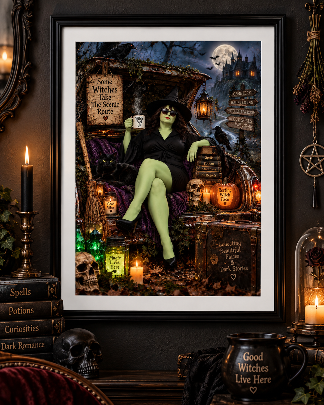 Some Witches Take the Scenic Route – Funny Witch Wall Art – Digital Download