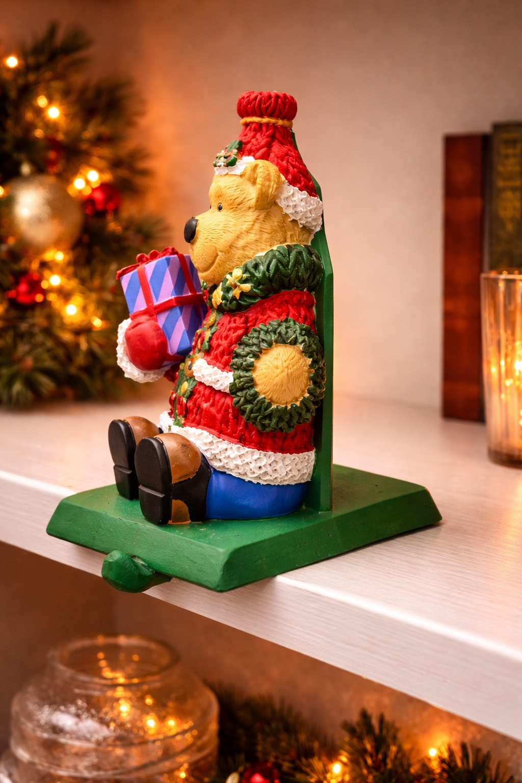 Christmas Bear Shelf Sitter – Festive Plush Holiday Decoration