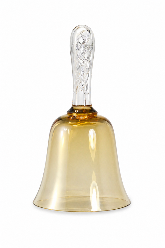 Vintage Amber Glass Bell Ornament – Twisted Handle Decorative Bell – No Clanger – Collectible Decor UK