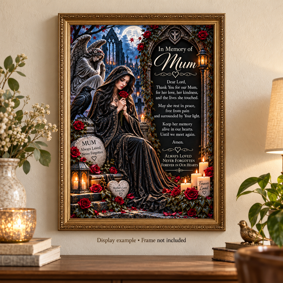 In Memory of Mum – Gothic Memorial Prayer Print | A4 Digital Download