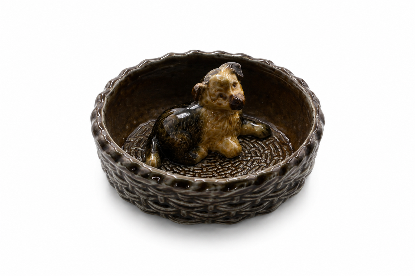 Wade England Trinket Dish with Dog Inset – Collectible Trinket Dish