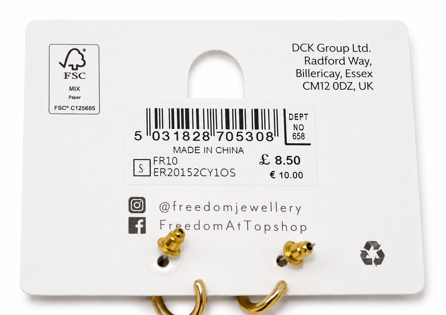 Topshop Freedom Gold Tone Snake Earrings – Sparkly Statement Jewellery